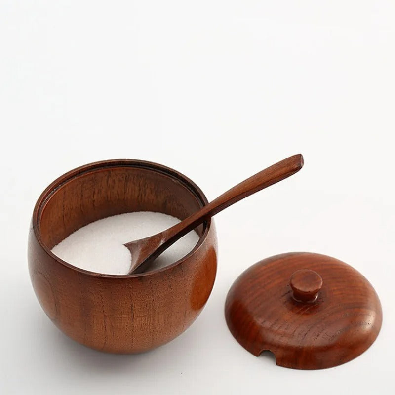 Wooden Jar with Spoon