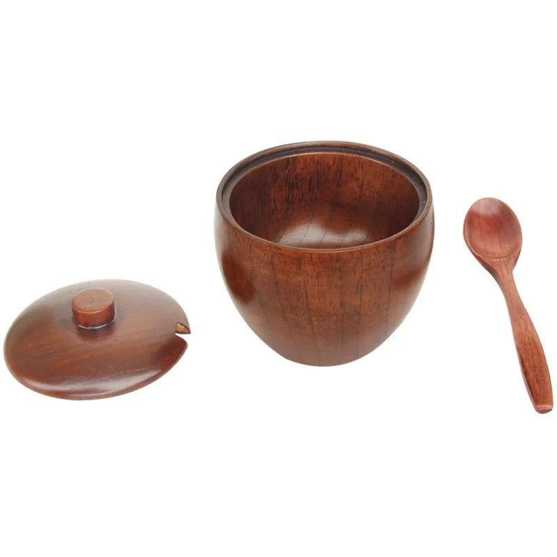 Wooden Jar with Spoon