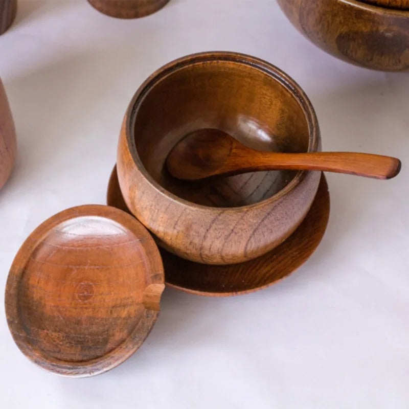 Wooden Jar with Spoon