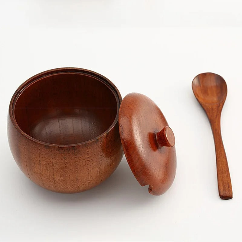 Wooden Jar with Spoon